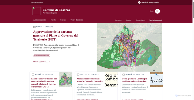 Security scan screenshot of https://www.comune.casazza.bg.it/home/index.html
