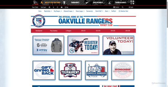 Security scan screenshot of https://oakvillerangers.ca/