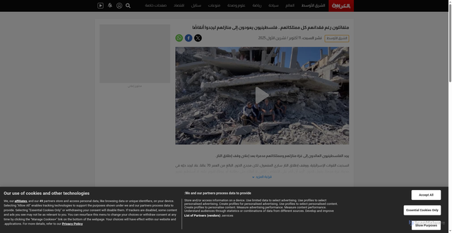 Security scan screenshot of https://arabic.cnn.com/middle-east/video/2025/10/11/v182148-palestinians-return-gaza-post-ceasefire-diamond-digvid