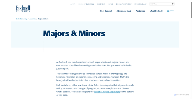 Security scan screenshot of https://www.bucknell.edu/academics/majors-minors