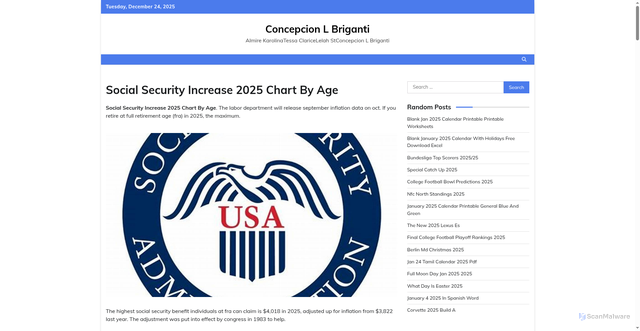 Security scan screenshot of https://concepcionlbrigantim.pages.dev/rjgsg-social-security-increase-2025-chart-by-age-trcyr/