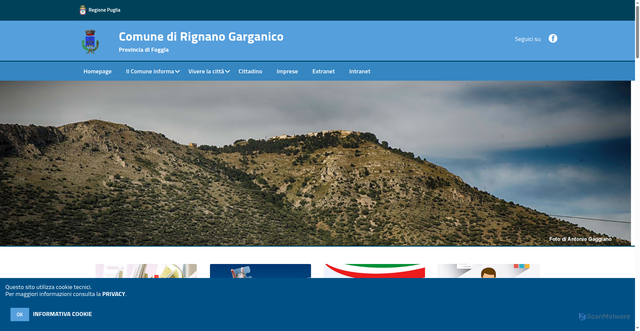Security scan screenshot of https://www.comune.rignanogarganico.fg.it/hh/index.php