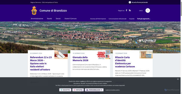 Security scan screenshot of https://www.comune.brandizzo.to.it/it-it/home