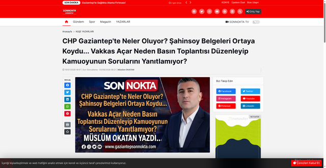 Security scan screenshot of http://gaziantepsonnokta.com/post/chp-gaziantep-te-neler-oluyor-sahinsoy-belgeleri-ortaya-koydu-vakkas-acar-neden-basin-toplantisi-duezenleyip-kamuoyunun-sorularini-yanitlamiyor