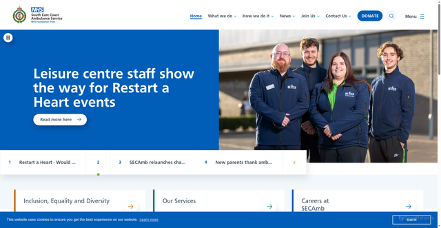 Security scan screenshot of https://www.secamb.nhs.uk/