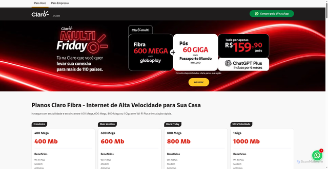 Security scan screenshot of https://assine-clarobrasil-com-br.vercel.app/