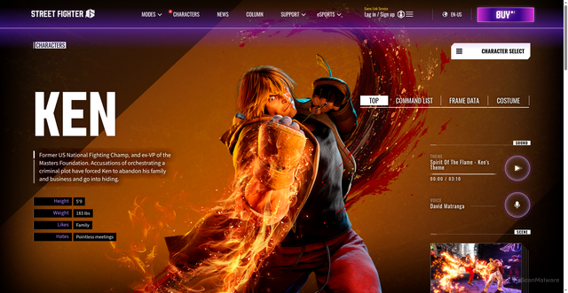 Security scan screenshot of https://www.streetfighter.com/6/en-us/character/ken