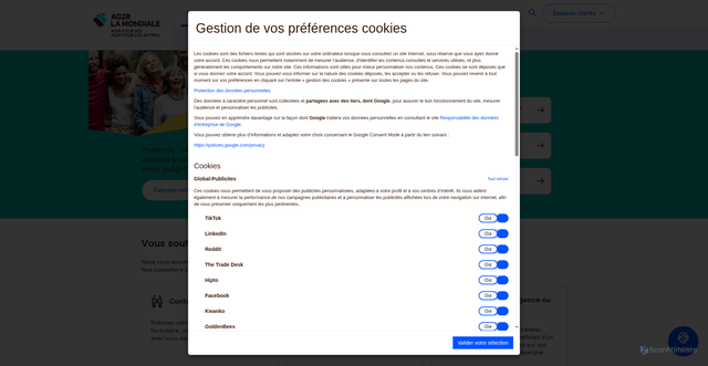 Security scan screenshot of https://ag2rlamondiale.fr