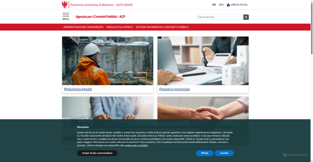 Security scan screenshot of https://contratti-pubblici.provincia.bz.it/it/home