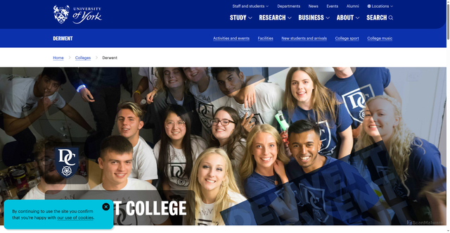 Security scan screenshot of https://www.york.ac.uk/colleges/derwent/