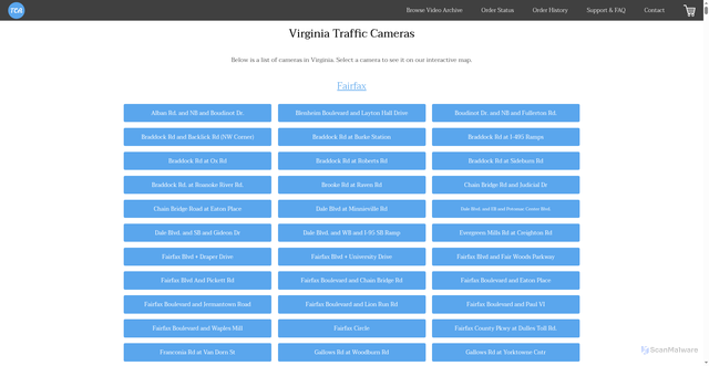 Security scan screenshot of https://virginia.trafficcamarchive.com/cameraList.jsp