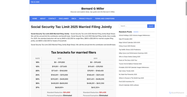 Security scan screenshot of https://bernardgmillere.pages.dev/divkj-social-security-tax-limit-2025-married-filing-jointly-swoub/