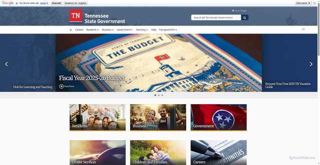 Security scan screenshot of http://mytennessee.gov/