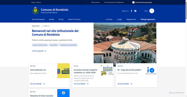 Security scan screenshot of https://www.comune.rombiolo.vv.it/