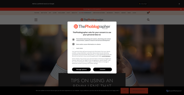 Security scan screenshot of https://thephoblographer.com