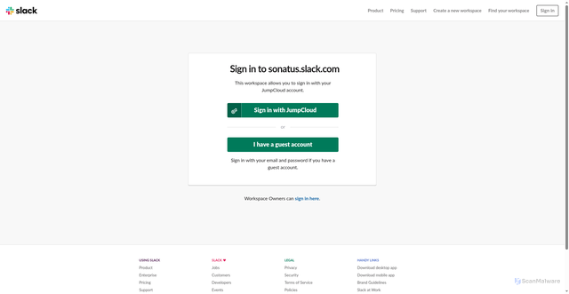 Security scan screenshot of https://sonatus.slack.com