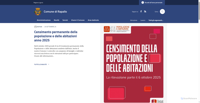 Security scan screenshot of https://www.comune.rapallo.ge.it/
