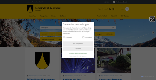 Security scan screenshot of https://www.san-leonardo.eu/de