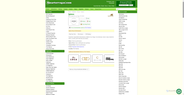 Security scan screenshot of https://www.smartervegas.com/venues/sphere.aspx