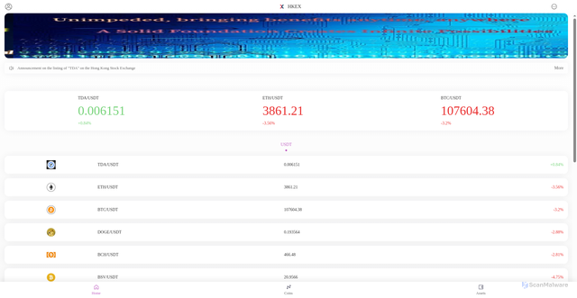 Security scan screenshot of https://hkextda.cc/