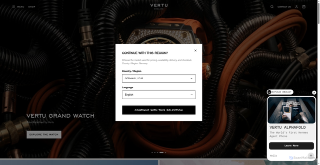 Security scan screenshot of https://vertu.com