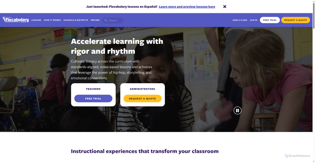 Security scan screenshot of https://flocabulary.com
