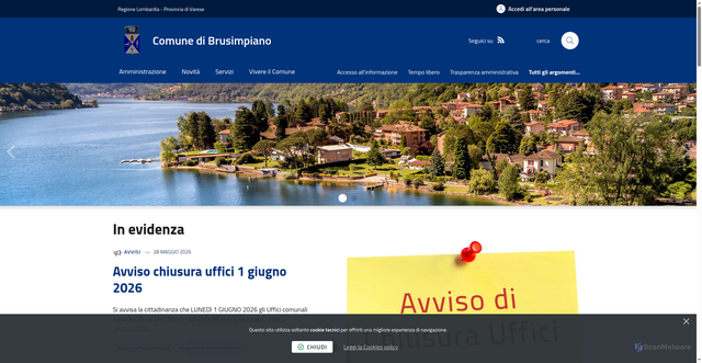 Security scan screenshot of https://www.comune.brusimpiano.va.it/