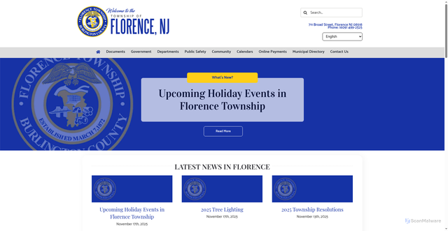 Security scan screenshot of http://www.florence-nj.gov/