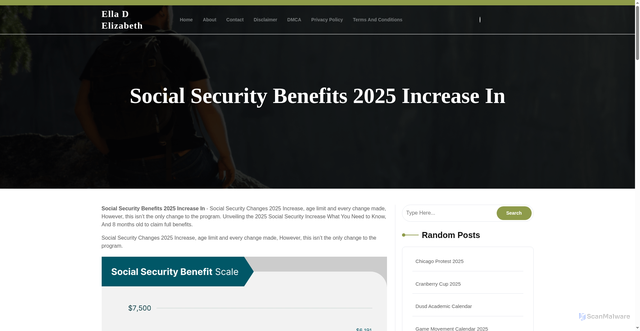 Security scan screenshot of https://elladelizabeth.pages.dev/hsguj-new-social-security-benefits-2025-increase-in-arbrg/