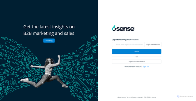 Security scan screenshot of https://login.6sense.com