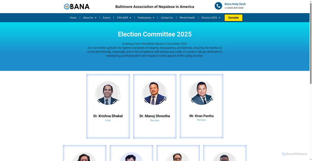 Security scan screenshot of https://banaonline.org/election-2025/election-committee-2025/