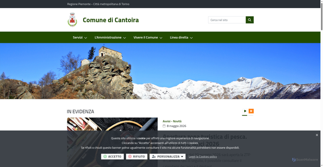 Security scan screenshot of https://www.comune.cantoira.to.it