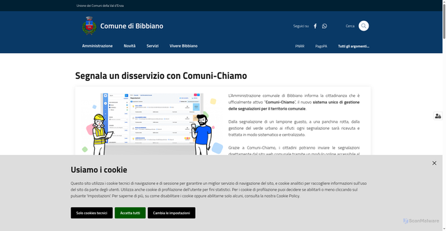 Security scan screenshot of https://www.comune.bibbiano.re.it/