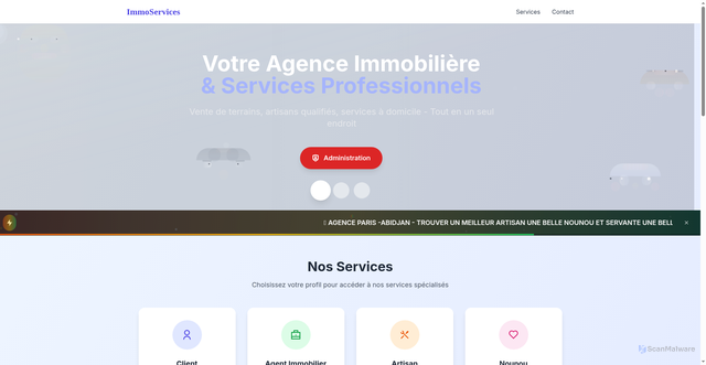 Security scan screenshot of https://immobilierartisan.com/