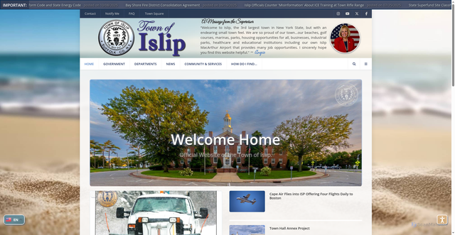 Security scan screenshot of https://islipny.gov/