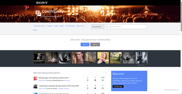 Security scan screenshot of https://community.sony.ee