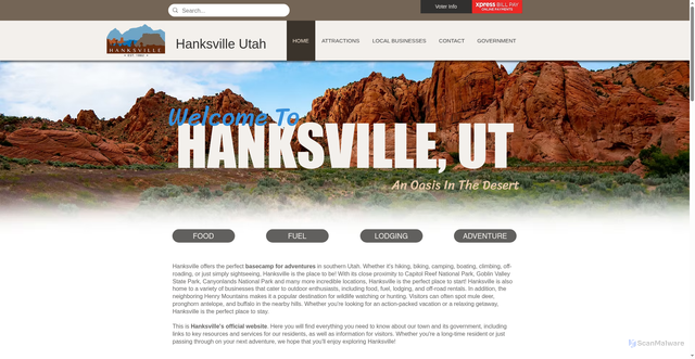 Security scan screenshot of https://www.hanksvilleutah.gov/