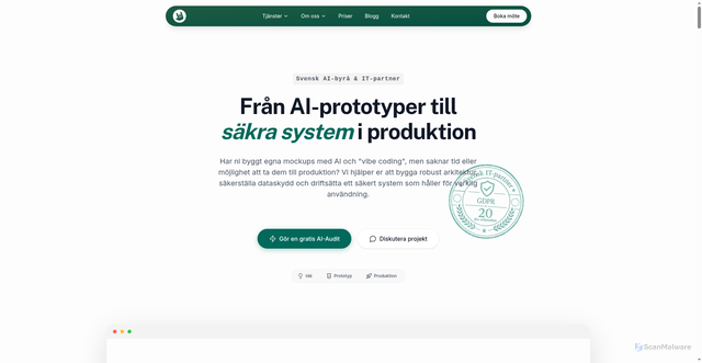 Security scan screenshot of https://aihackers.se