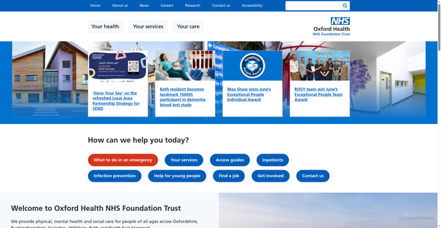 Security scan screenshot of https://oxfordhealth.nhs.uk