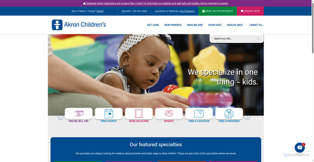 Security scan screenshot of https://akronchildrens.org