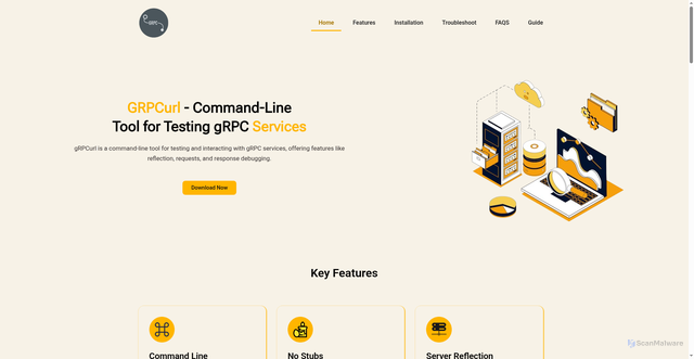 Security scan screenshot of https://grpcurl.com