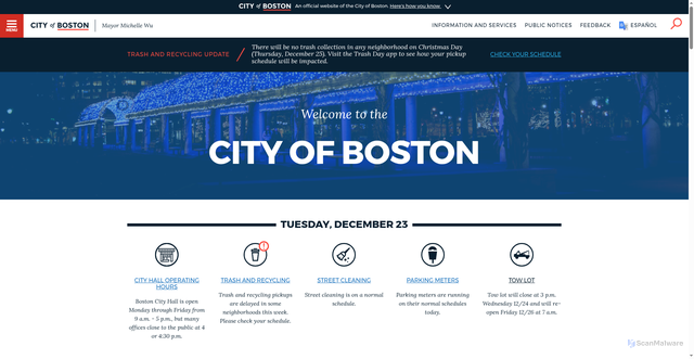 Security scan screenshot of https://www.boston.gov/