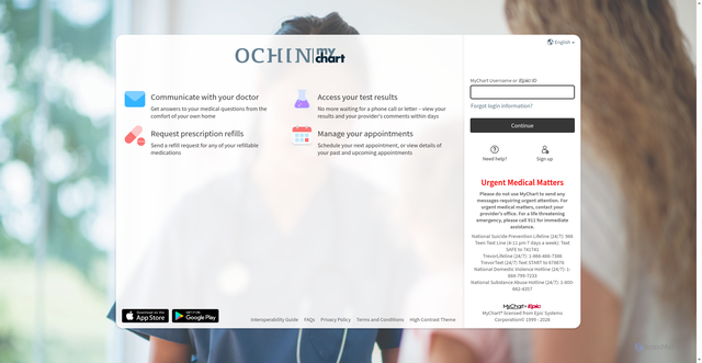Security scan screenshot of https://mychart.ochin.org