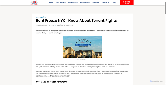 Security scan screenshot of https://projectnewyorker.org/rent-freeze-nyc/