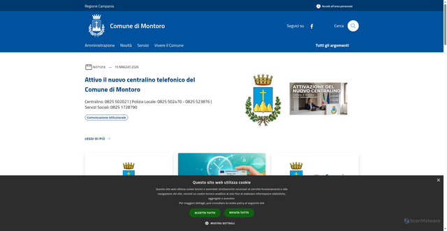 Security scan screenshot of https://www.comune.montoro.av.it