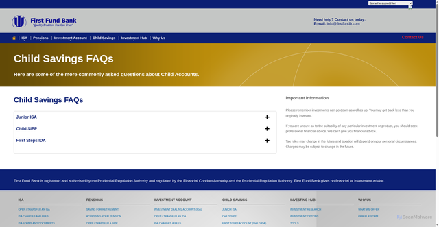 Security scan screenshot of https://online.firstfundb.com/child-savings/child-savings-faqs