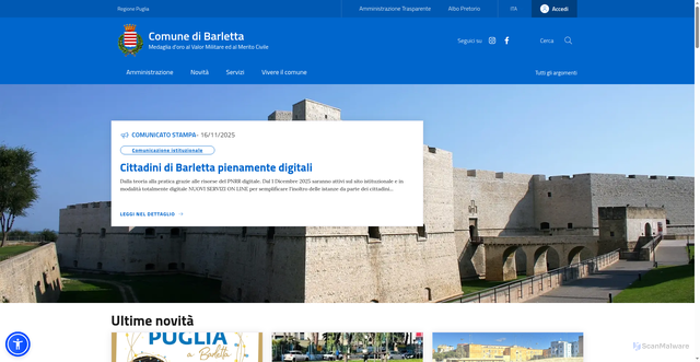 Security scan screenshot of https://www.comune.barletta.bt.it/