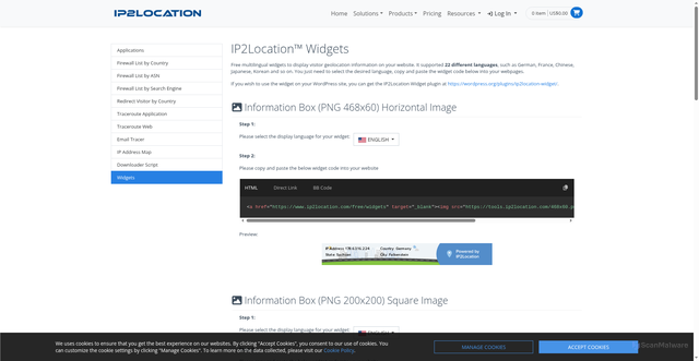 Security scan screenshot of https://tools.ip2location.com