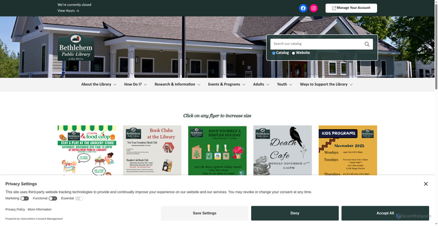 Security scan screenshot of https://bethlehemnhlibrary.gov/