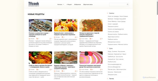 Security scan screenshot of https://tvcook.ru